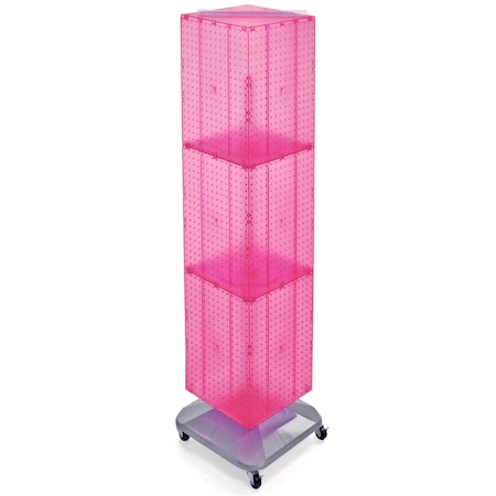 Azar Displays Four-Sided Pegboard Tower Revolving Display Panel Size 14"W x 60"H 701465-PNK